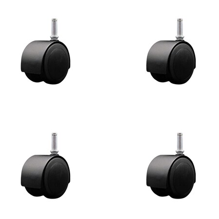 Service Caster 2-3/8'' Floor Safe Black Hooded Twin Wheel Caster Grip Ring Stem , 4PK SCC-GR02S60D-NYU-FB-716X1716-4